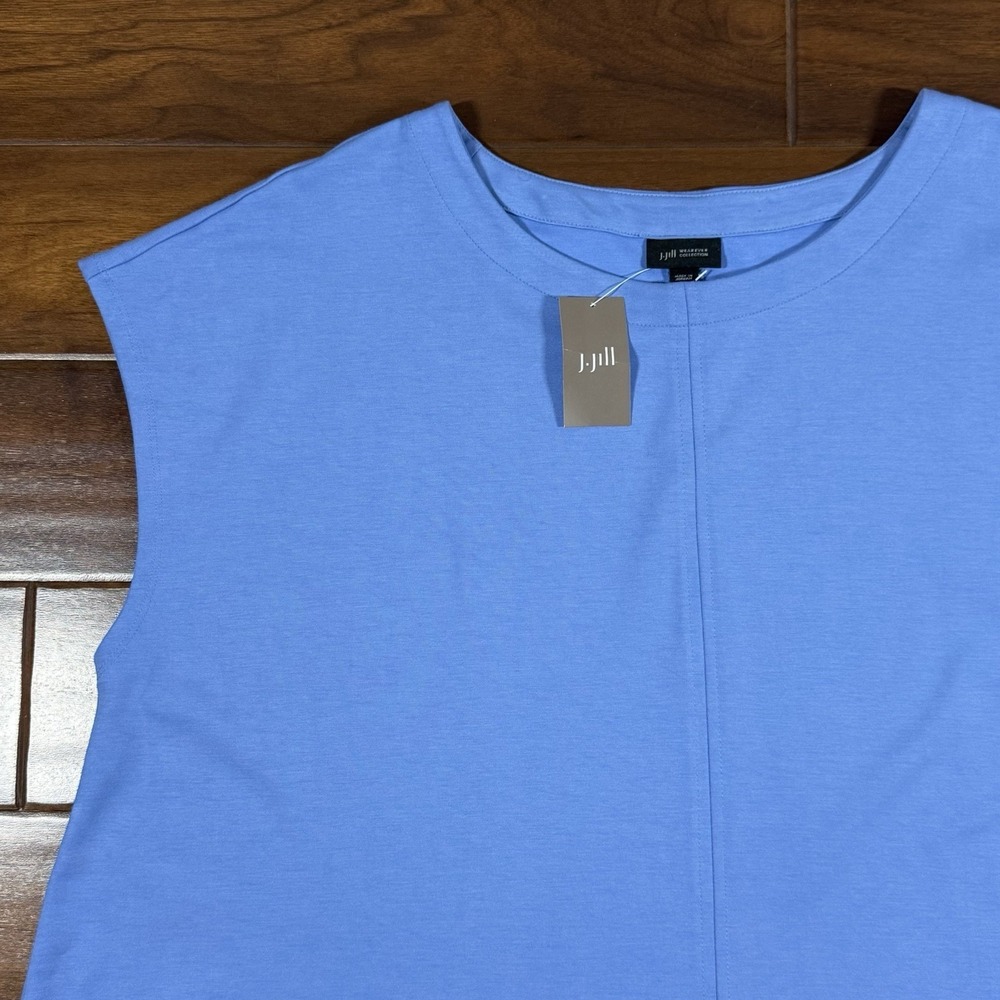 J. Jill Women's Plus Size 3X Blue‎ Hyacinth Seamed Jersey Tunic Top Cap Sleeve - Picture 2 of 7
